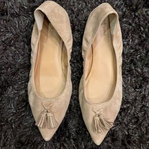 J.Crew Suede tassel stretch flats 9 1/2 color saddle